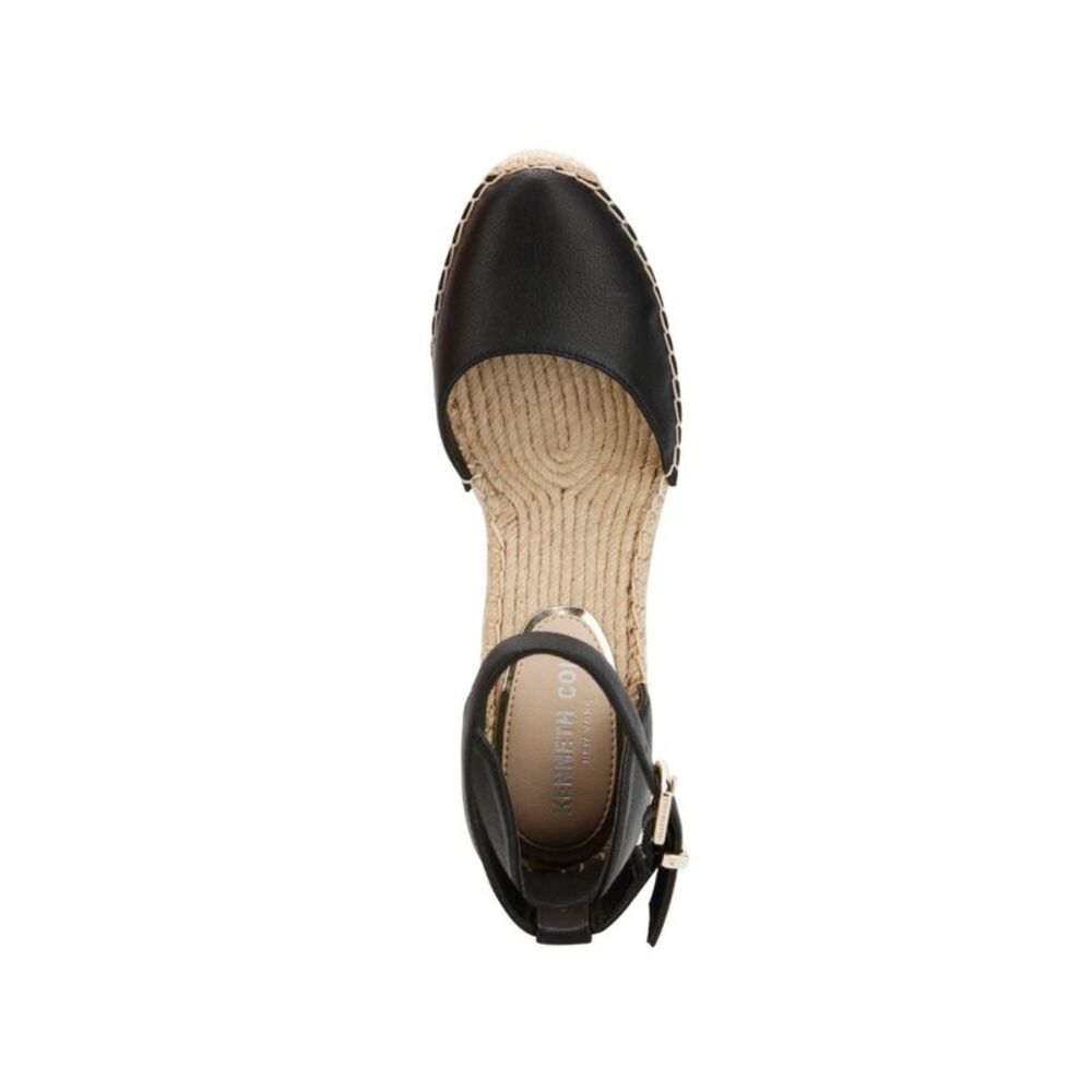 KENNETH COLE Womens Black Padded Olivia Round Toe Wedge Leather Sandals 7 M - Picture 2 of 4